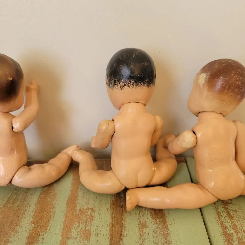 Vintage Crawling Baby Doll Quadruplets – Marked “Superior” & “Hollywood” –